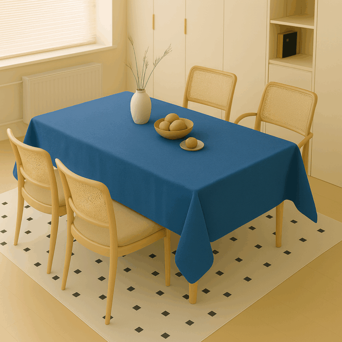 Handwoven Cotton Blue Plain tablecloth (21) - Image 1