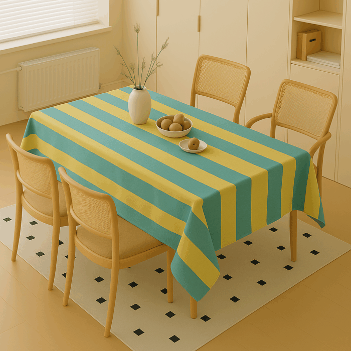 tc22(1) Handwoven Cotton Multicolour Striped tablecloth (22) - Image 1