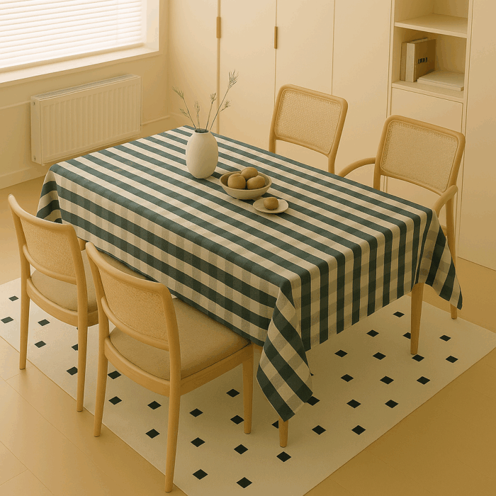 tc23(1) Handwoven Cotton Multicolour Striped tablecloth (23) - Image 1