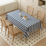Handwoven Cotton Blue and White Striped tablecloth (6)