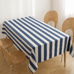 Handwoven Cotton Blue and White Striped tablecloth (6) - Image 2