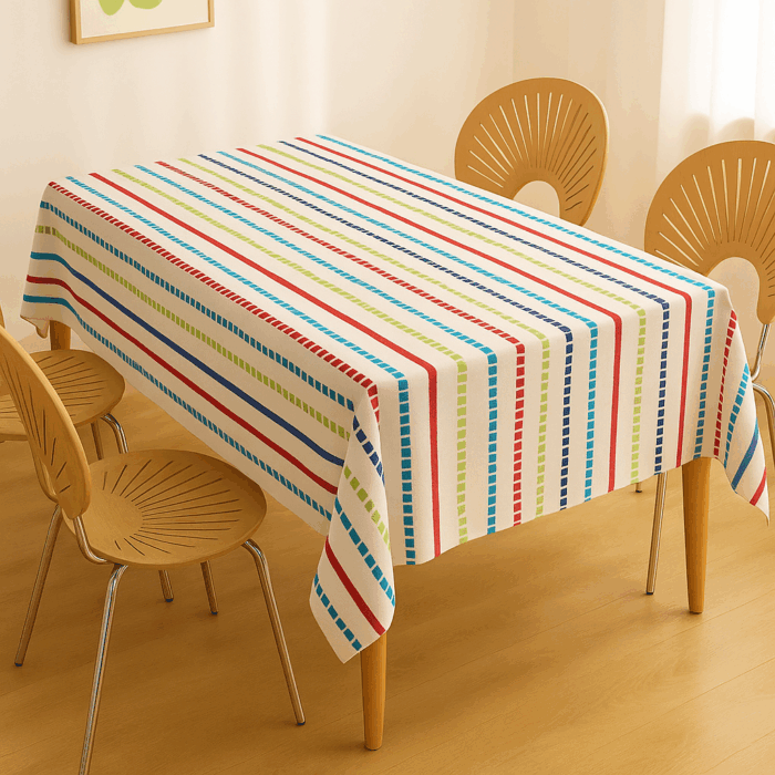 Handwoven Cotton Multicolour Striped tablecloth (9) - Image 2