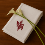 2 Premium Kids Embroidery Bath Towels with Red Fleur Design (120 x 70 cm)