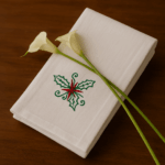 2 Premium Kids Embroidery Bath Towels with Festive Holly Ribbon Design (120 x 70 cm)