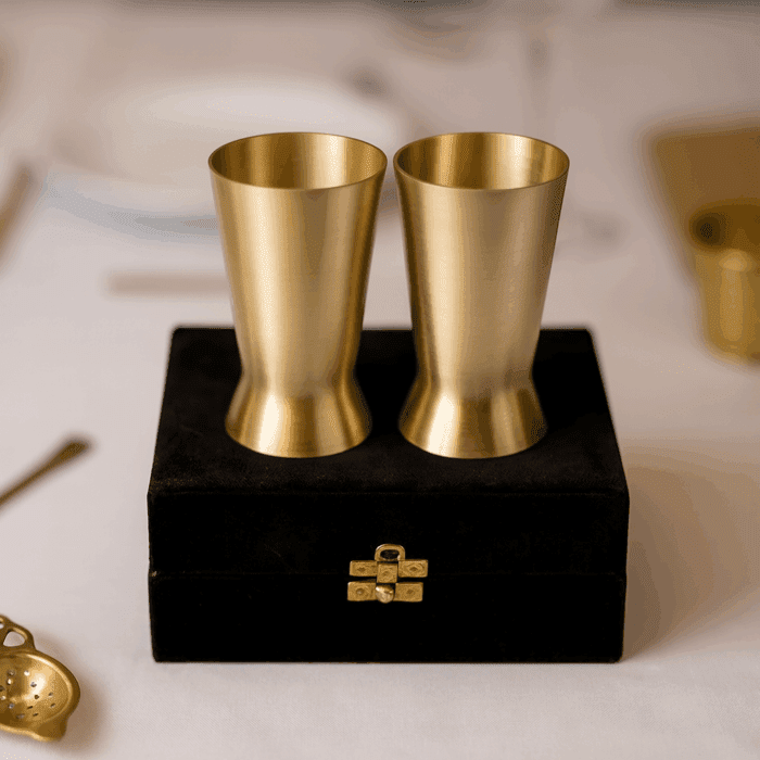 38c7501d-6753-41f3-b4a9-11e4997b42ec Premium Bronze Juice Glass Set - Image 1