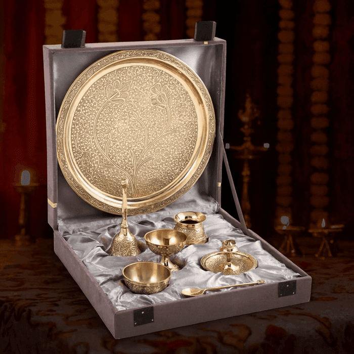 Pooja Thali Set1(1) Traditional Brass Pooja Set - Image 1