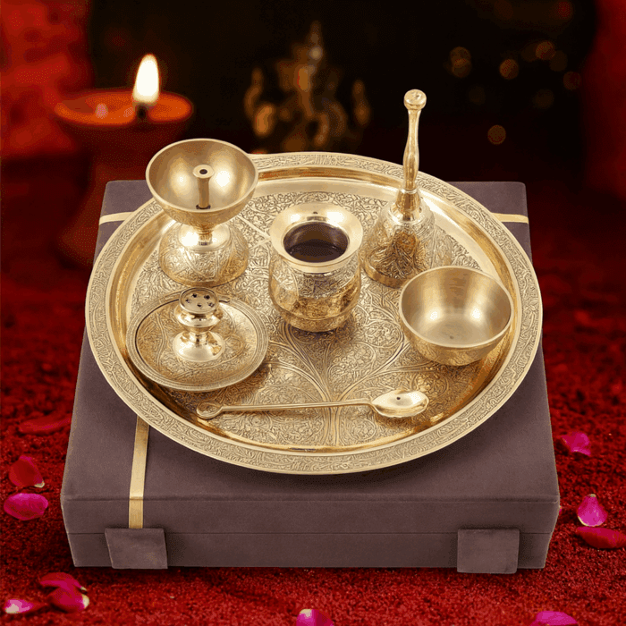 Traditional Brass Pooja Set - Image 2