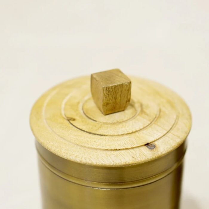 Brass Canister Set with Wooden Lid - Image 3