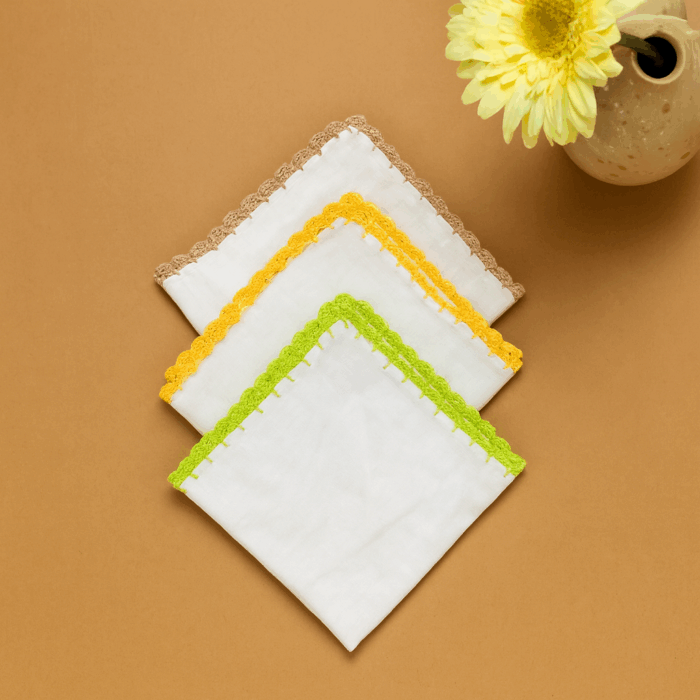 border color 2(1) 3 Premium Cotton Handkerchief (11 x 11 Inches) - Image 1