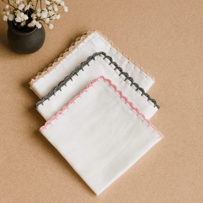 border color 4(1) 3 Premium Cotton Handkerchief (11 x 11 Inches) - Image 1