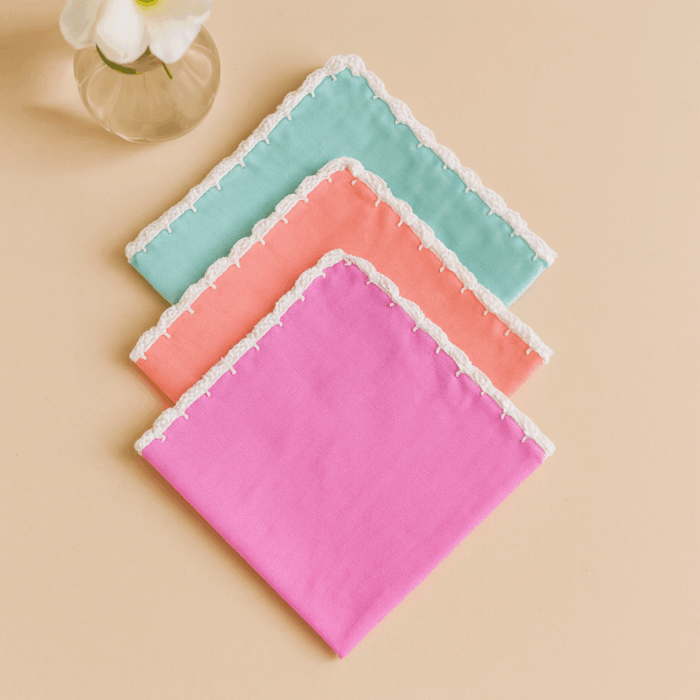 border white 2(1) 3 Premium Cotton Handkerchief (11 x 11 Inches) - Image 1