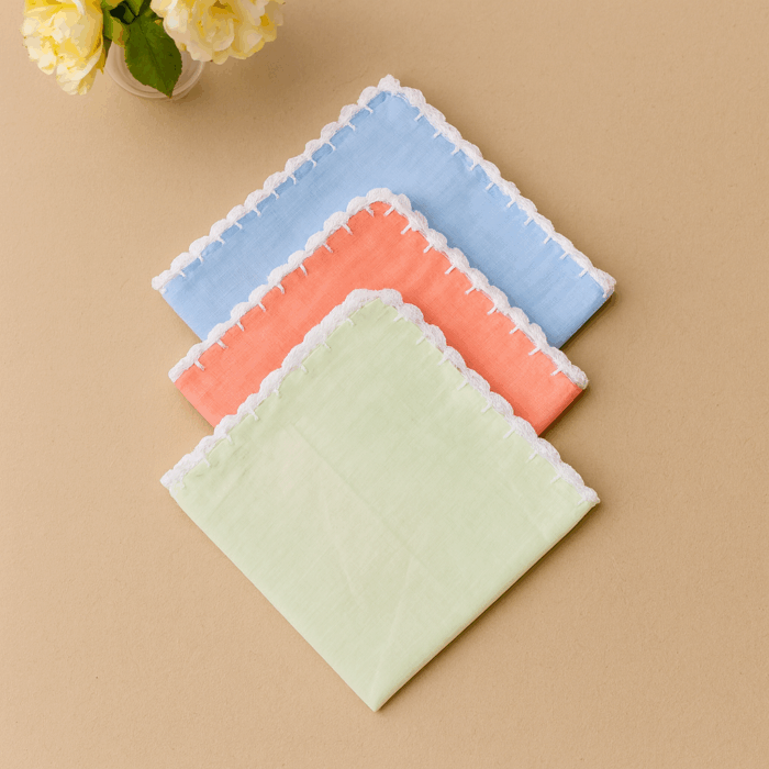 border white 3(1) 3 Premium Cotton Handkerchief (11 x 11 Inches) - Image 1