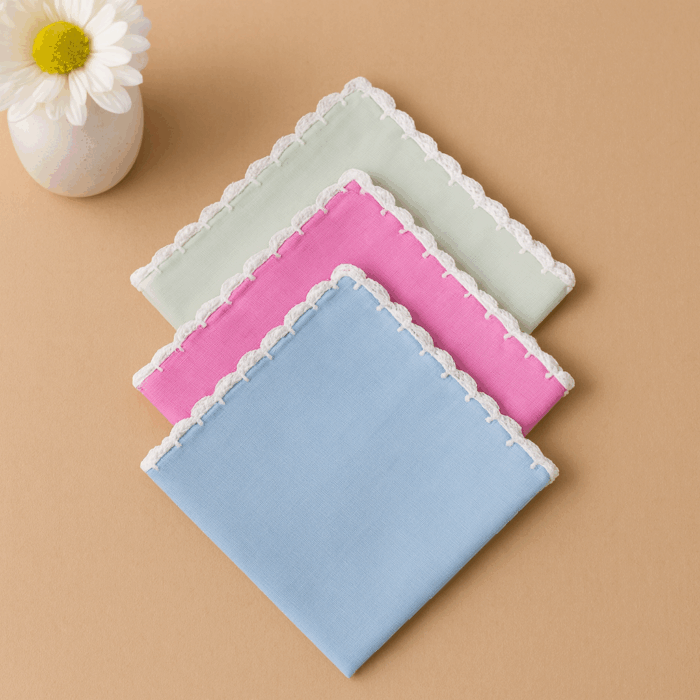 border white 4(1) 3 Premium Cotton Handkerchief (11 x 11 Inches) - Image 1