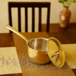 Brass saucepan tincoated with lid - Image 2