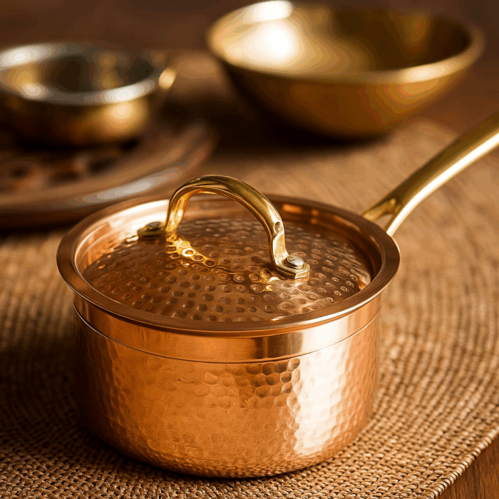 Copper Saucepan Tincoated With Lid - Image 2