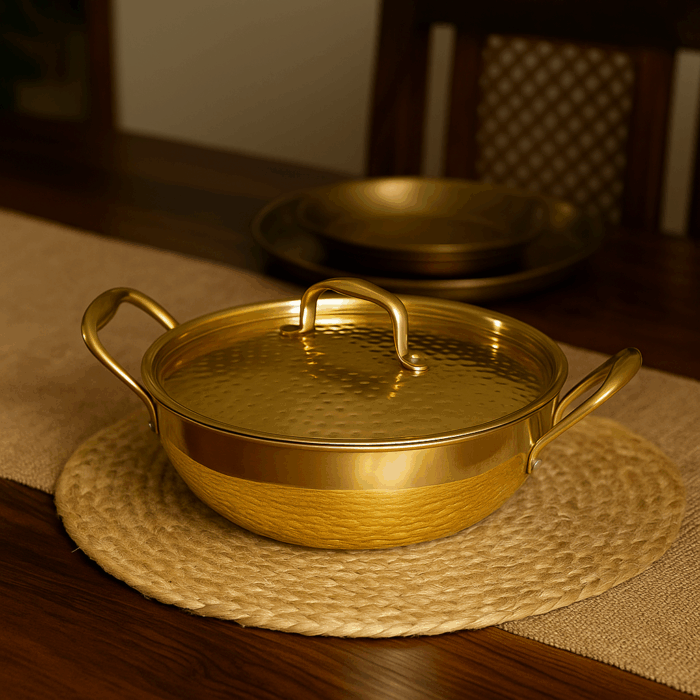 coockware5(3) Brass Kadai With Lid(Tin Coated) - Image 1