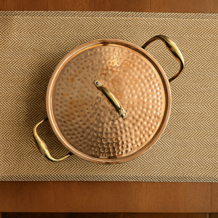 coockware6(3) Copper Kadai with lid(Tin Coated) - Image 1