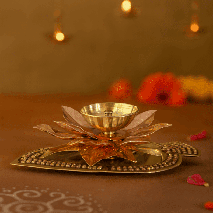 diyas4(1) Floral Design Anayaa Vilakku/ Akhand Diya Oil lamp - Image 1