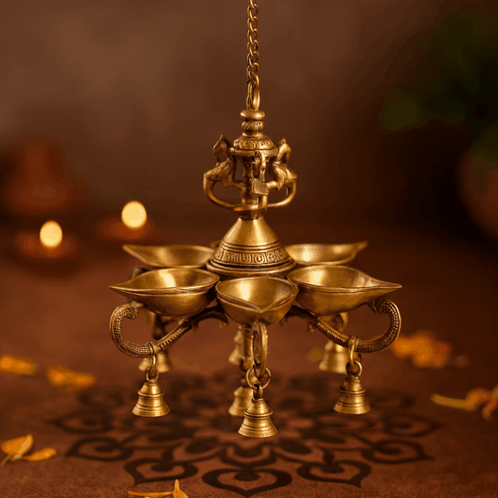 hanging lamp1(1) Antique Brass Hanging Bird Oil Lamp - Image 1
