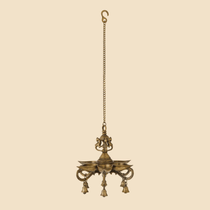 Antique Brass Hanging Bird Oil Lamp - Image 2