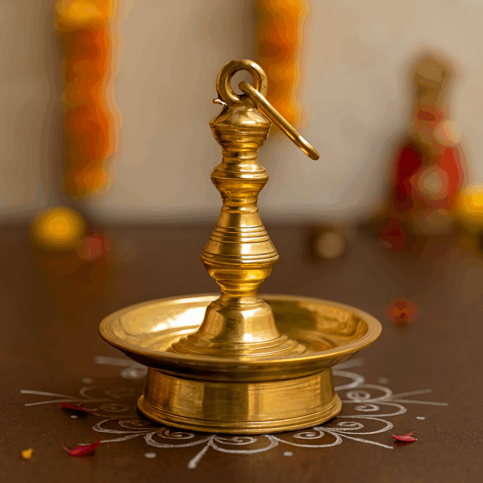 hanging lamp5(1) Traditional Kerala Brass Hanging Oil Lamp - Image 1