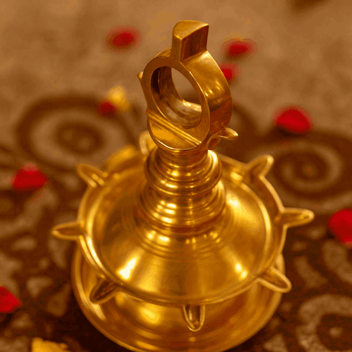 Traditional 9-faced Brass Oil Lamp - Image 2