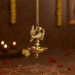 Peacock Motif Brass Oil Lamp