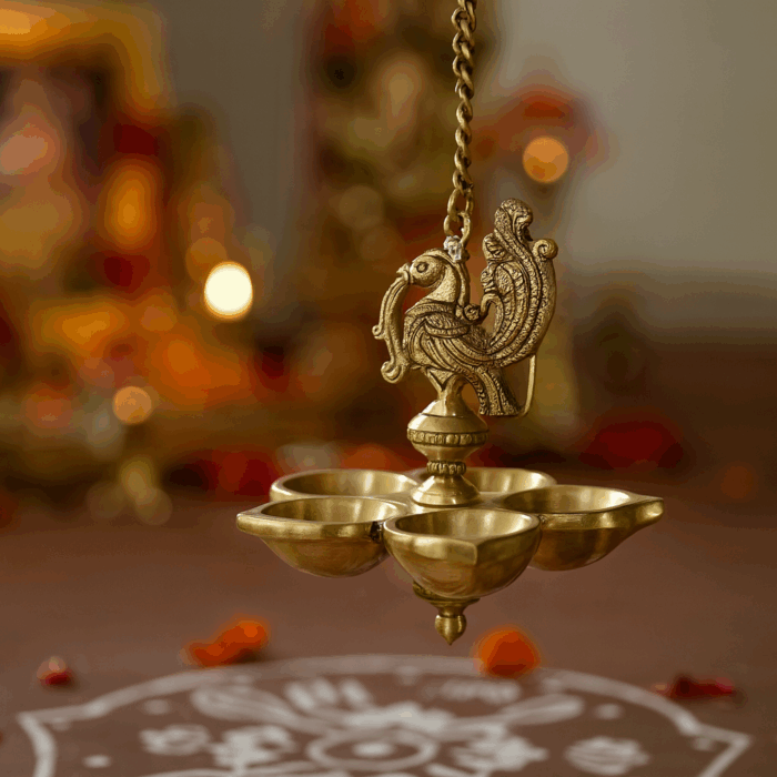 Antique Brass Hanging Lamp - Image 2