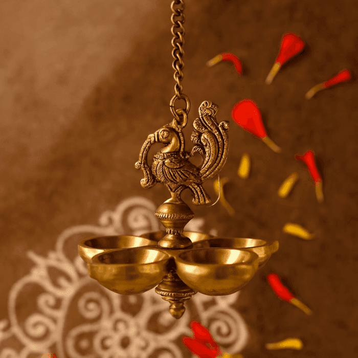 hanging lamp9(2) Antique Brass Hanging Lamp - Image 1