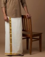 Kerala Handloom Golden Stripes Dhoti