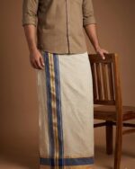 Kerala Handloom Golden Stripes Dhoti