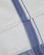 Kerala Handloom Blue Stripes Dhoti - Image 2