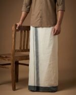 Kerala Handloom Black Stripes Dhoti (14)