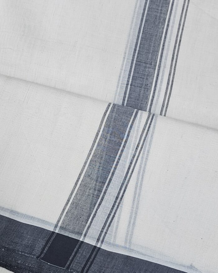 Kerala Handloom Black Stripes Dhoti (14) - Image 2