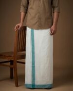 Kerala Handloom Light green Stripes Dhoti