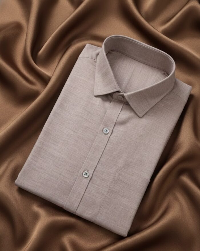 shirt 15(1) Muslin Khadi Light Brown Casual Shirt - Image 1