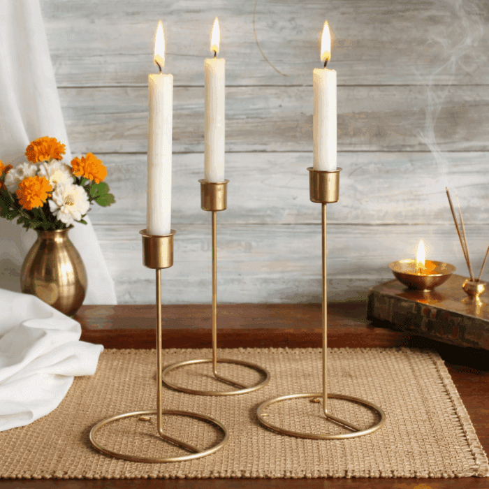 0dfe9115-6d95-497b-9e8b-a1fe77a6a803 Brass Classic Candle Holders - Image 1