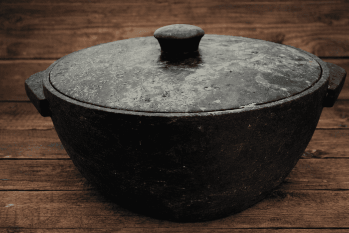 12 Soapstone Pot with Lid (Treated) - Image 1