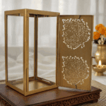 Leaf Print Golden Candle Holder - Image 2