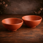 Handmade Unglazed Clay Serving Bowl Set of 2, 5 Inch