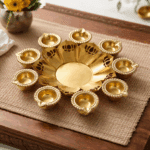 Festive Lotus Brass Urli Diya Decor