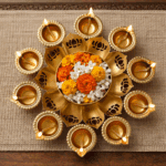 Festive Lotus Brass Urli Diya Decor - Image 2