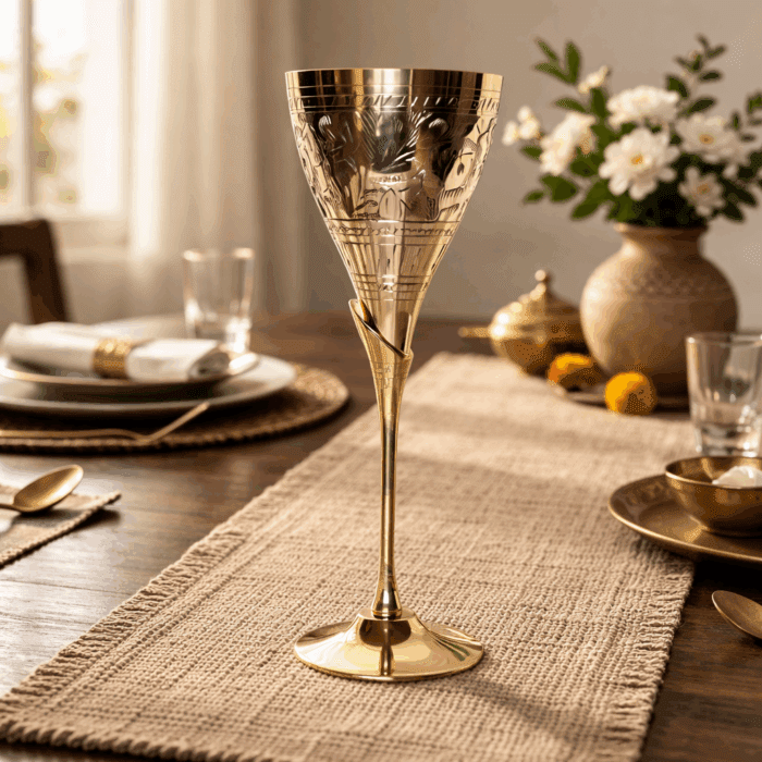 brass14(1) Brass Wine Glasses Set of 2 - Image 1
