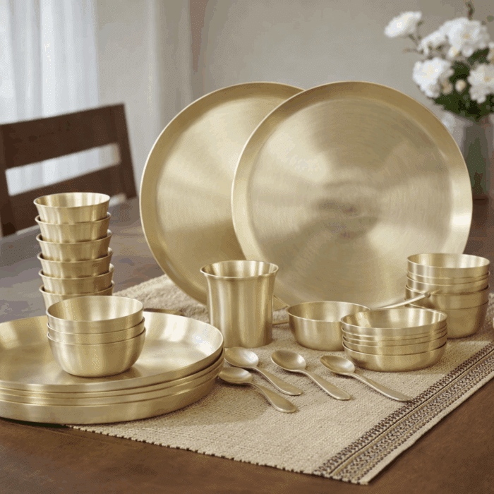 brass20(1) Royale Bronze Thali Dinner Set for 6 Persons - Image 1