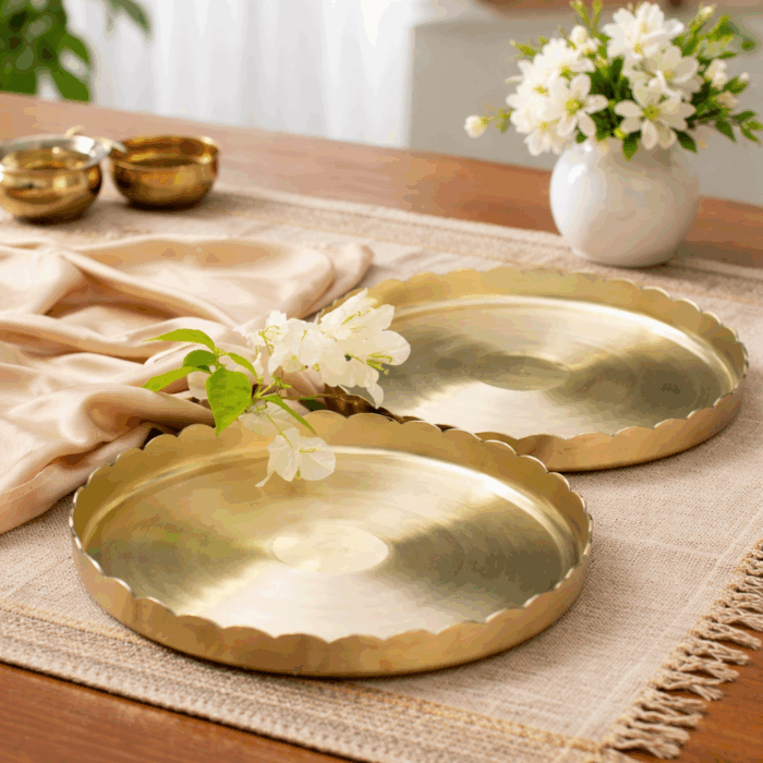 brass2(1) Floral Edge Bronze Dinner Plate - Image 1