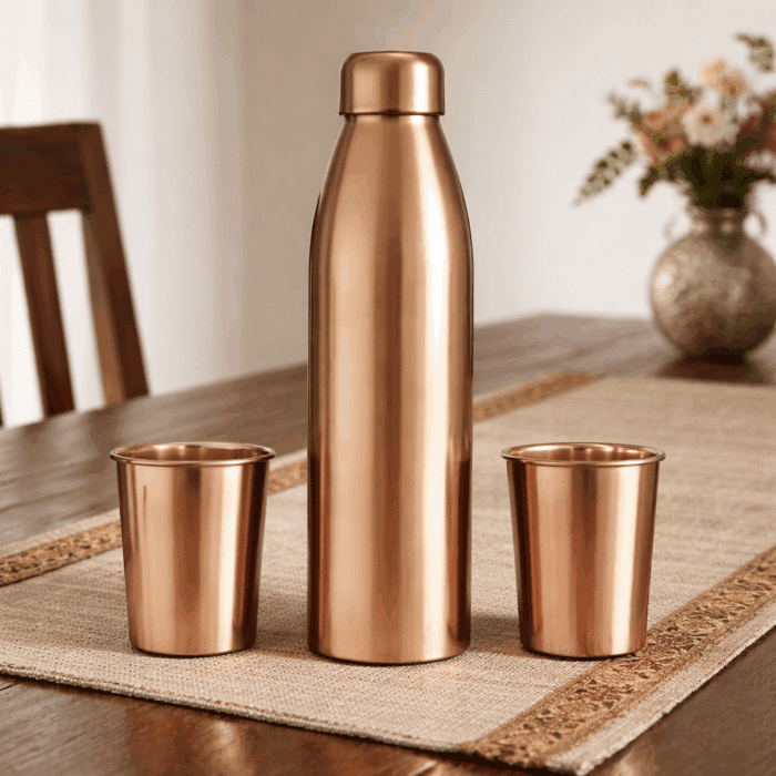 brass7(1) Copper Bottle Set with Tumblers - Image 1
