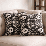 Premium Handloom Cotton black & white Cushion Cover Set of 2(16×16 inches)