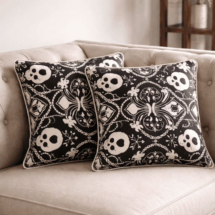cc1(2) Premium Handloom Cotton black & white Cushion Cover Set of 2(16×16 inches) - Image 1