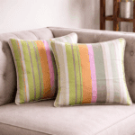 Premium Handloom Cotton Multicolour Cushion Cover Set of 2(16×16 inches)