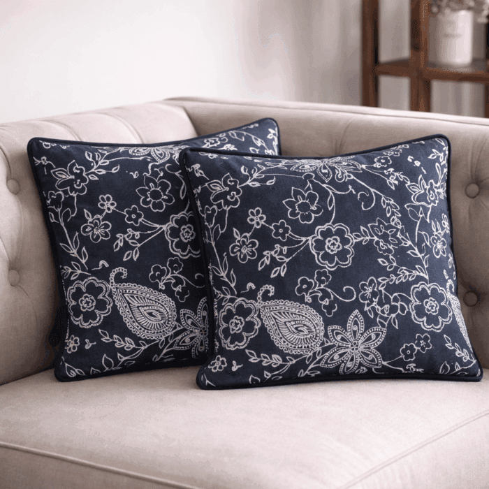 cc4(1) Premium Handloom Cotton black & white Cushion Cover Set of 2(16×16 inches) - Image 1
